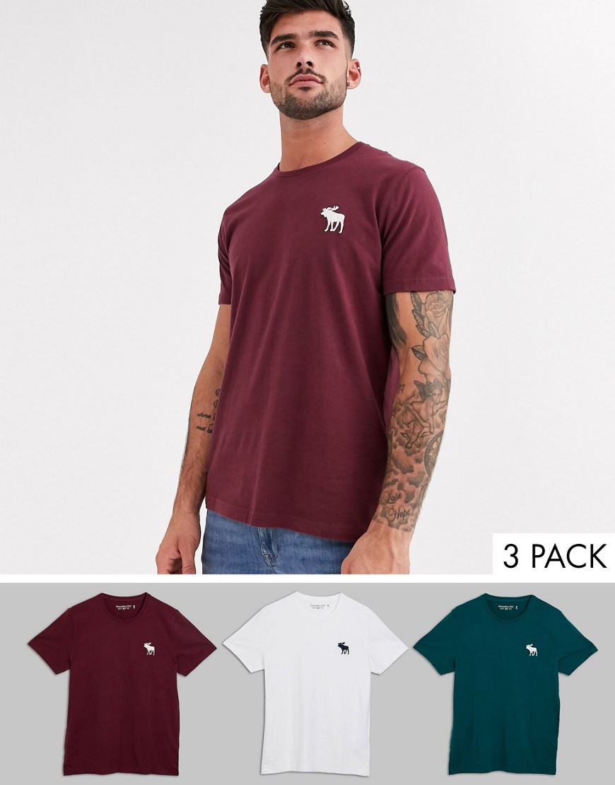 фото Комплект из 3 футболок с круглым вырезом и логотипом abercrombie & fitch-мульти