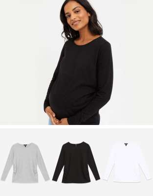 фото Комплект из 3 лонгсливов черного, белого и серого цветов new look maternity-разноцветный