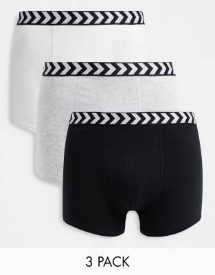 Комплект из 3 монохромных боксеров с шевронной отделкой на поясе Hummel-Разноцветный