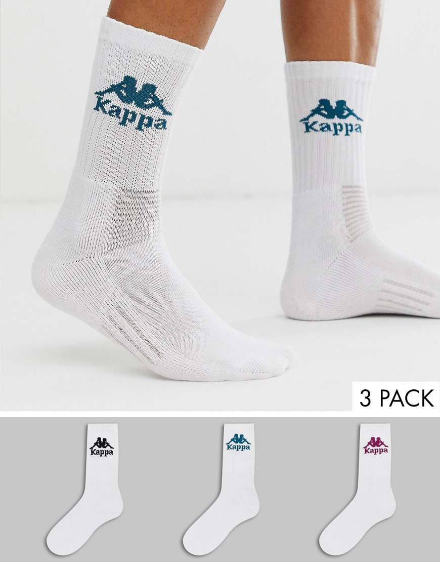 фото Комплект из 3 пар белых носков kappa authentic welt-белый