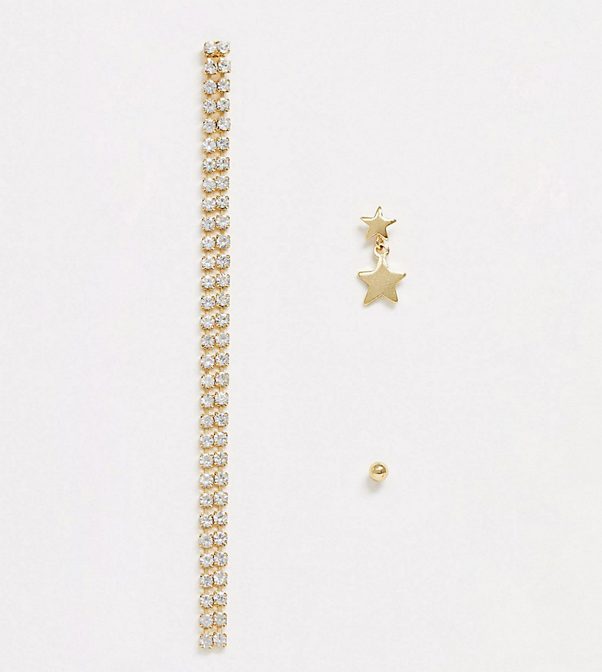 фото Комплект из 3 подвесок и гвоздиков orelia-золотой
