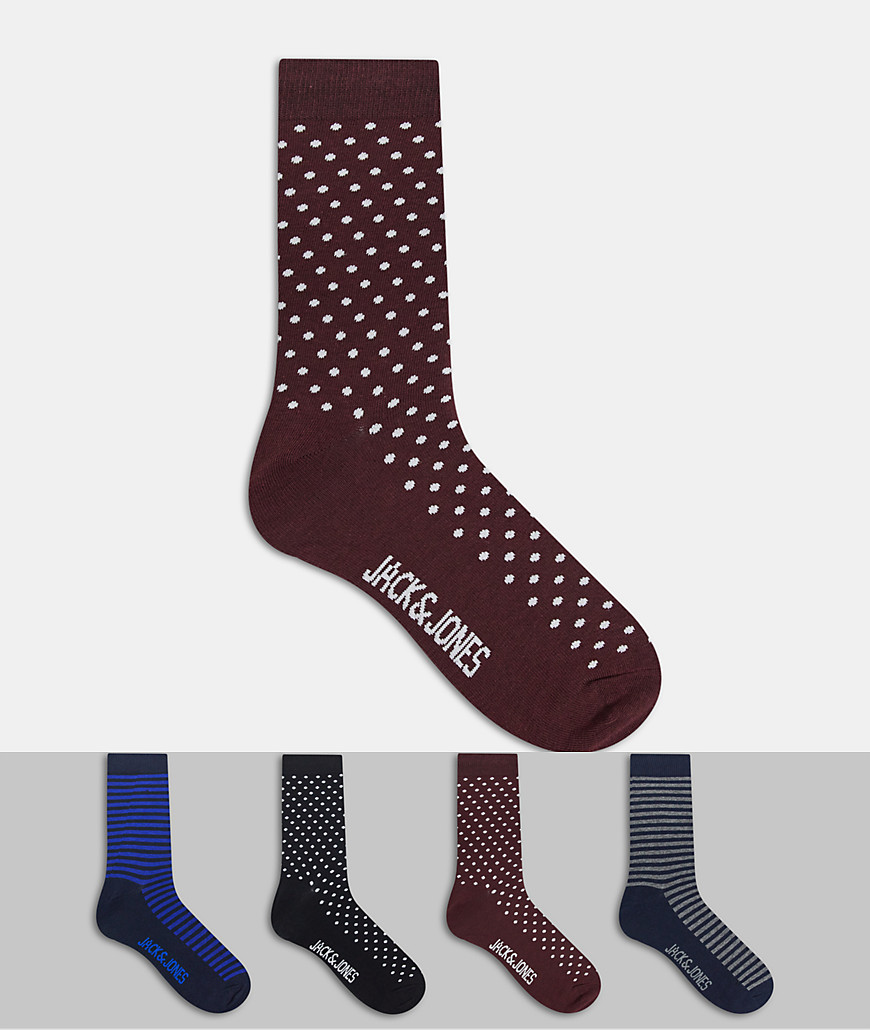 фото Комплект из четырех пар носков в горошек и полоску jack & jones-многоцветный