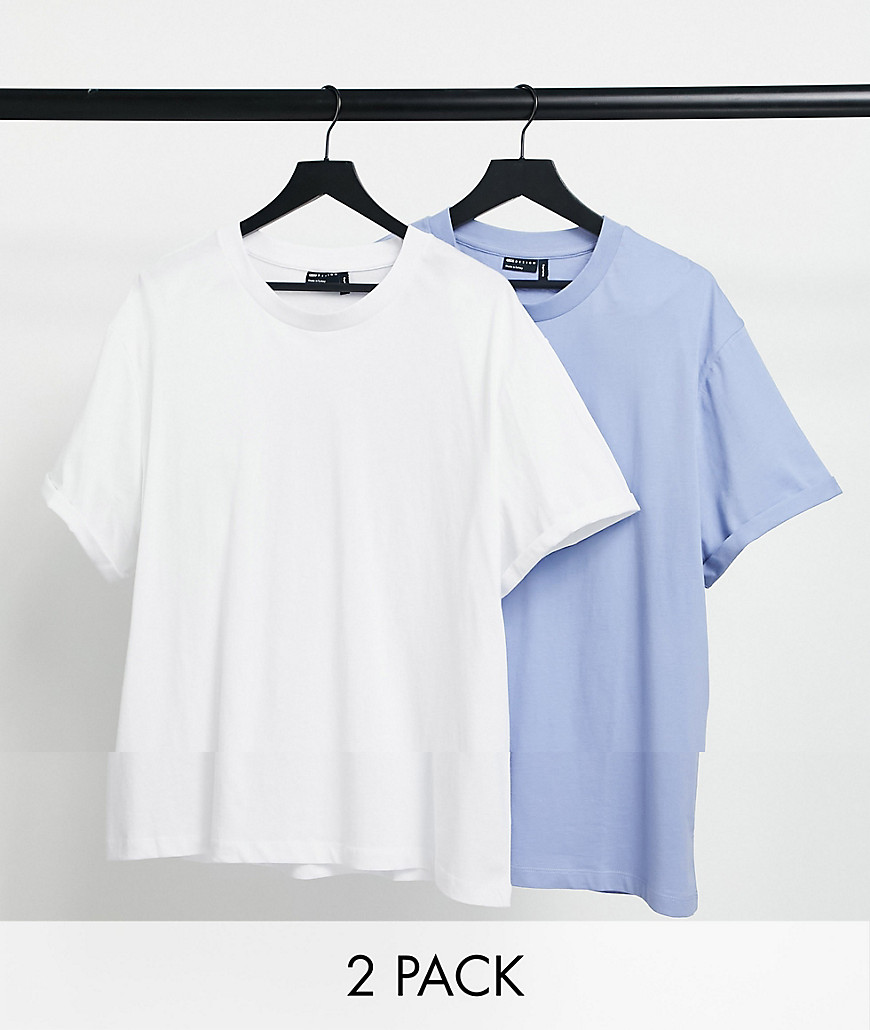 фото Комплект из двух футболок с отворотами на рукавах asos design plus-многоцветный