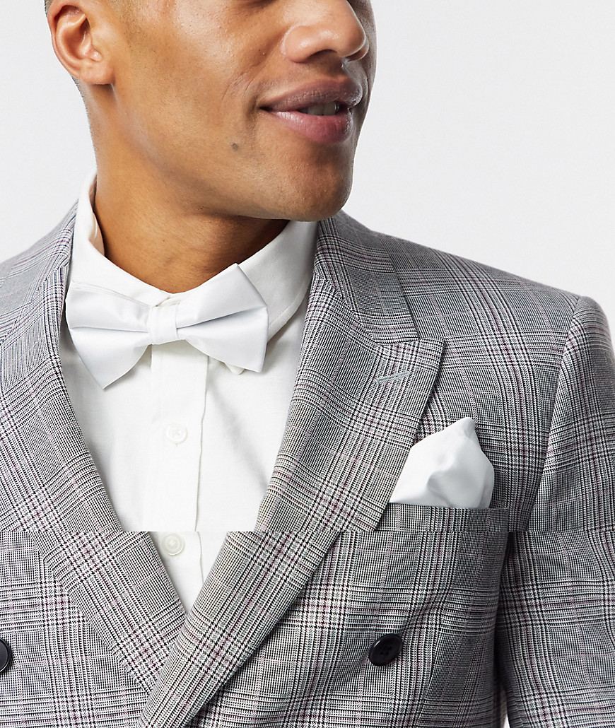 фото Комплект из галстука-бабочки и платка для нагрудного кармана белого цвета asos design-белый