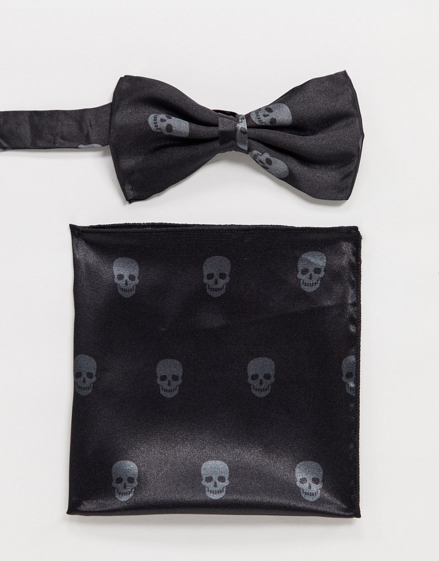 фото Комплект из галстука-бабочки и платка-паше с черепами bolongaro trevor-черный