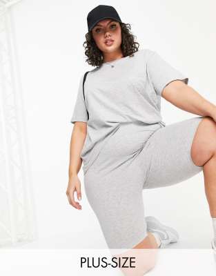 фото Комплект из коротких леггинсов и oversized-футболки серого меланжевого цвета threadbare curve-серый