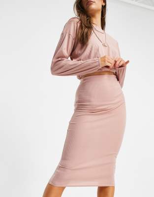 Комплект из кроп-топа и юбки мидакси розового цвета Missguided-Розовый