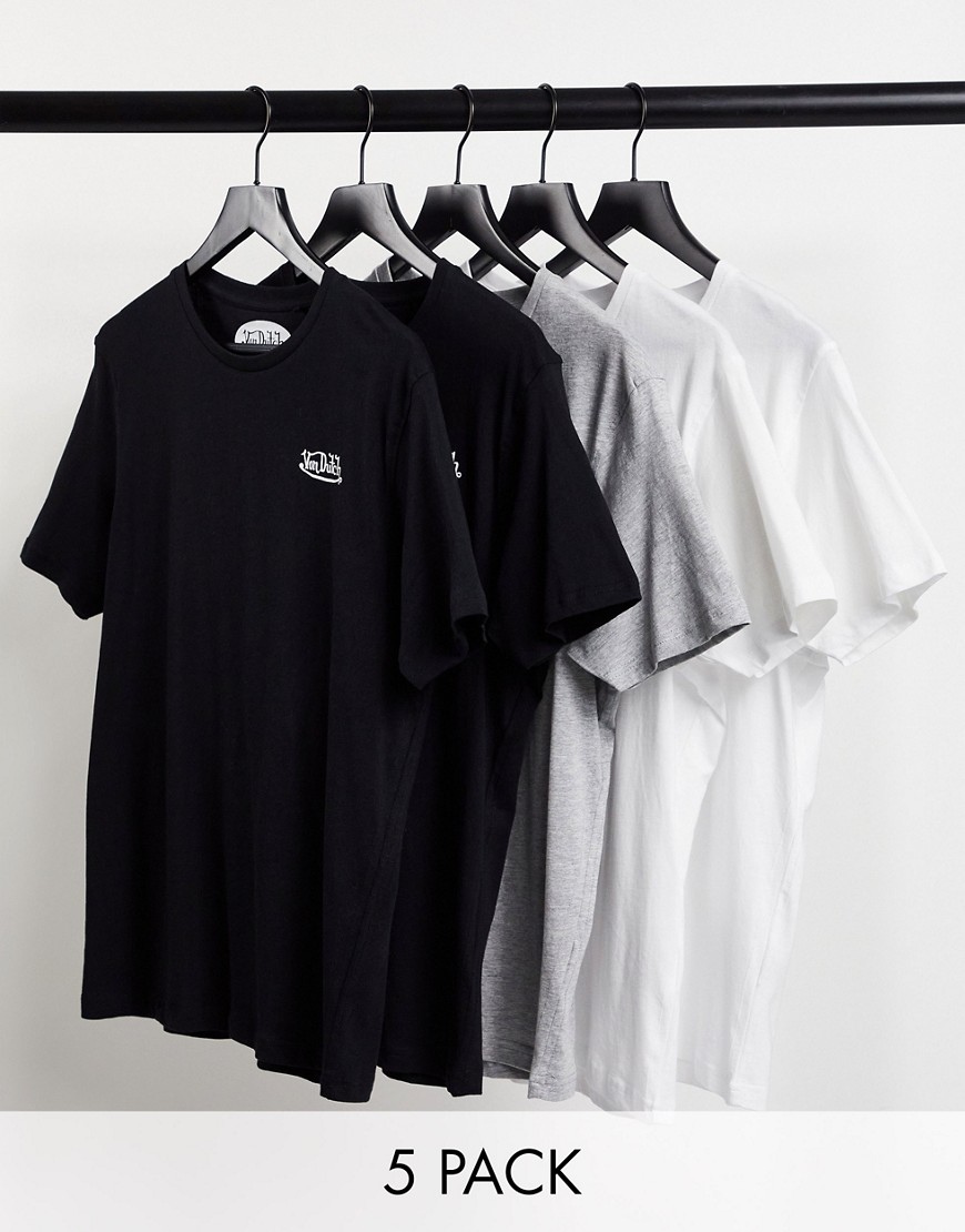 фото Комплект из пяти футболок серого цвета von dutch-серый