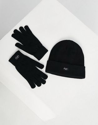 фото Комплект из шапки и перчаток черного цвета jack & jones-черный цвет