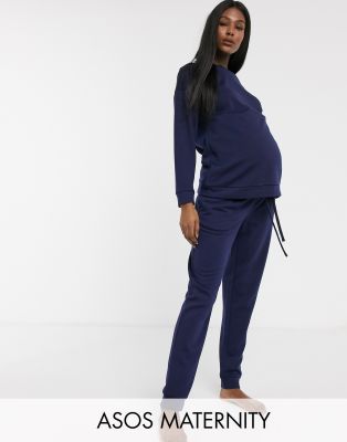 фото Комплект из свитшота и джоггеров для дома asos design maternity-темно-синий asos maternity