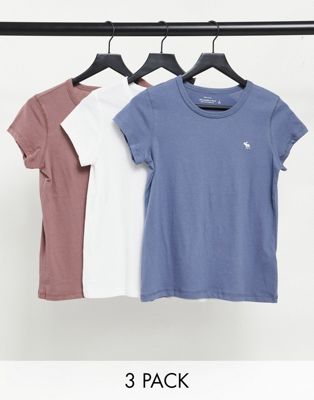 фото Комплект из трех футболок с круглым вырезом разных цветов abercrombie & fitch-многоцветный