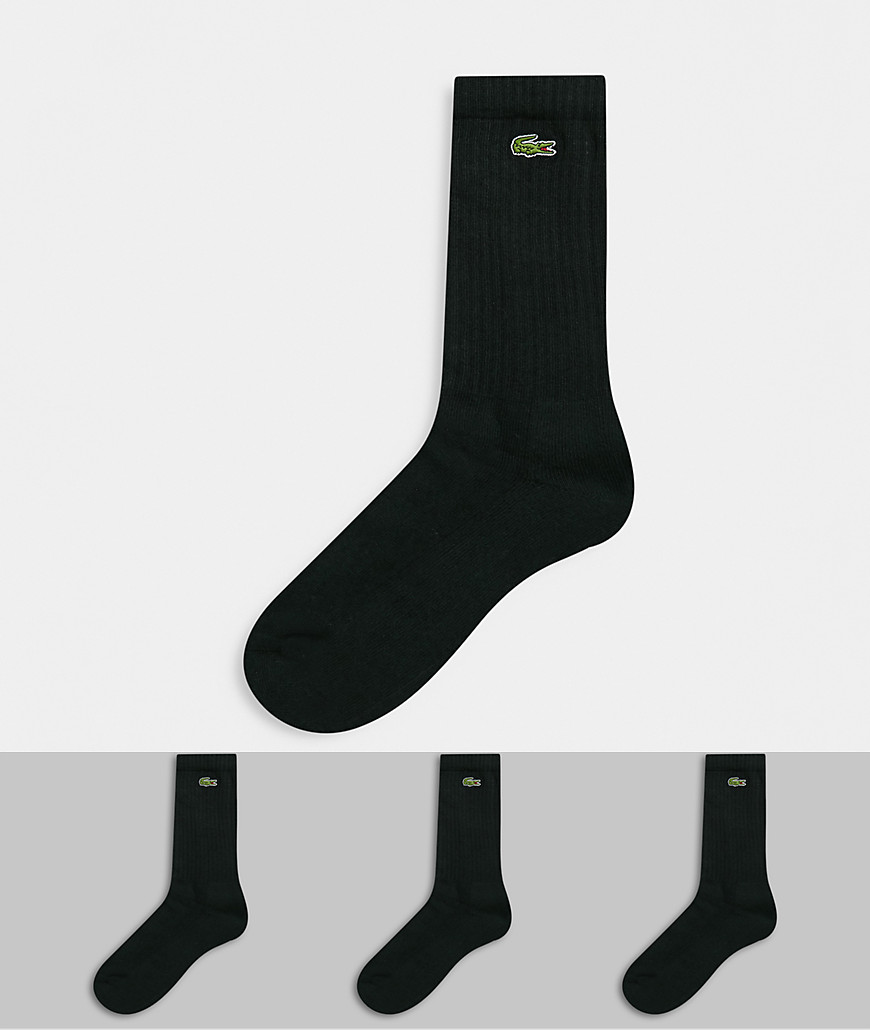 фото Комплект из трех пар черных носков lacoste-черный