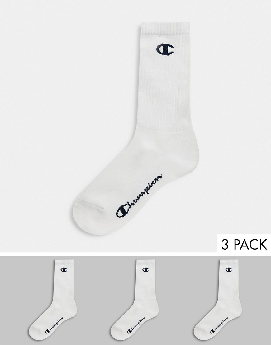 фото Комплект из трех пар носков до середины голени белого цвета champion-белый
