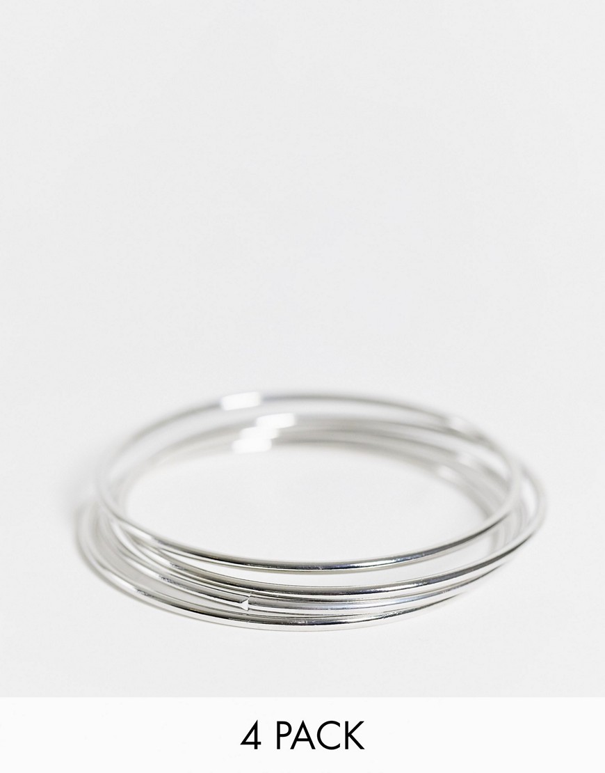 фото Комплект из 4 серебристых браслетов designb london curve-серебристый