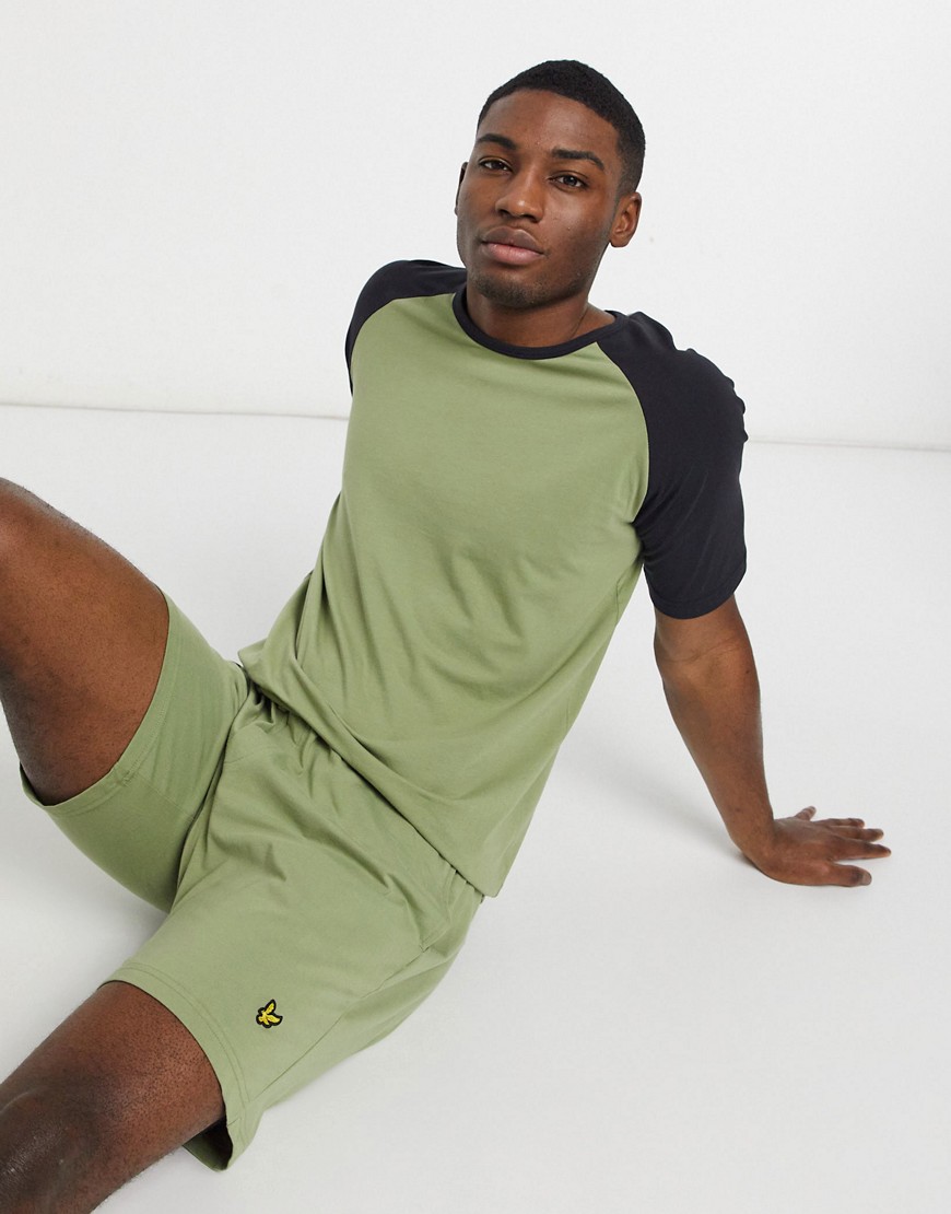 фото Комплект одежды для дома зеленого цвета с круглым вырезом и рукавами реглан lyle & scott bodywear reggie-зеленый цвет