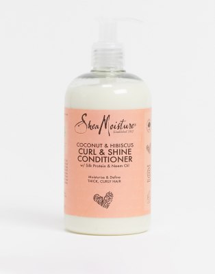 фото Кондиционер для волос с экстрактами кокоса и гибискуса shea moisture curl & shine-бесцветный