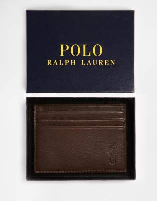 фото Коричневая кожаная визитница polo ralph lauren-коричневый