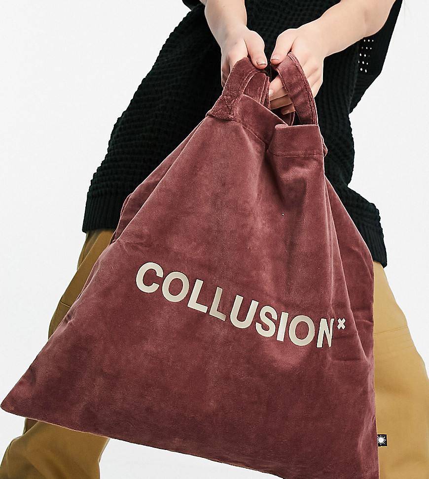 фото Коричневая махровая сумка-тоут collusion-коричневый цвет