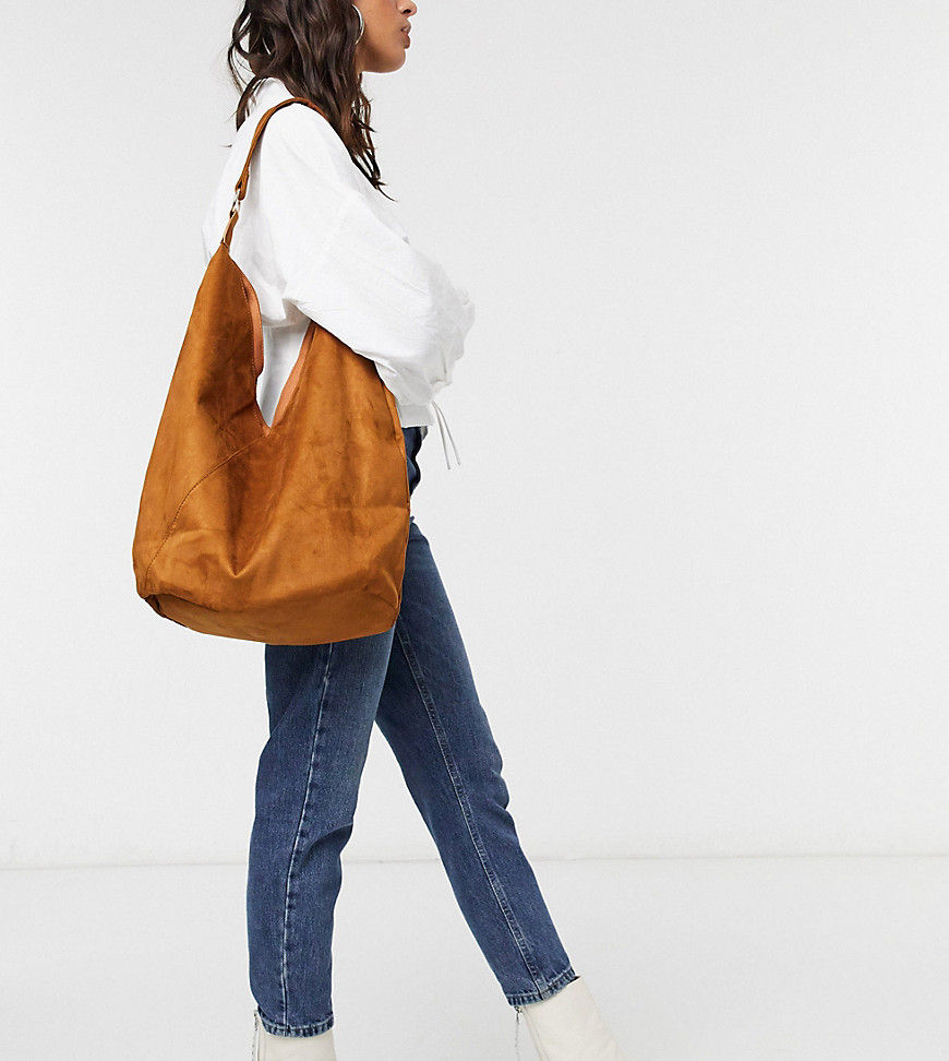 фото Коричневая сумка-тоут из искусственной замши glamorous-коричневый