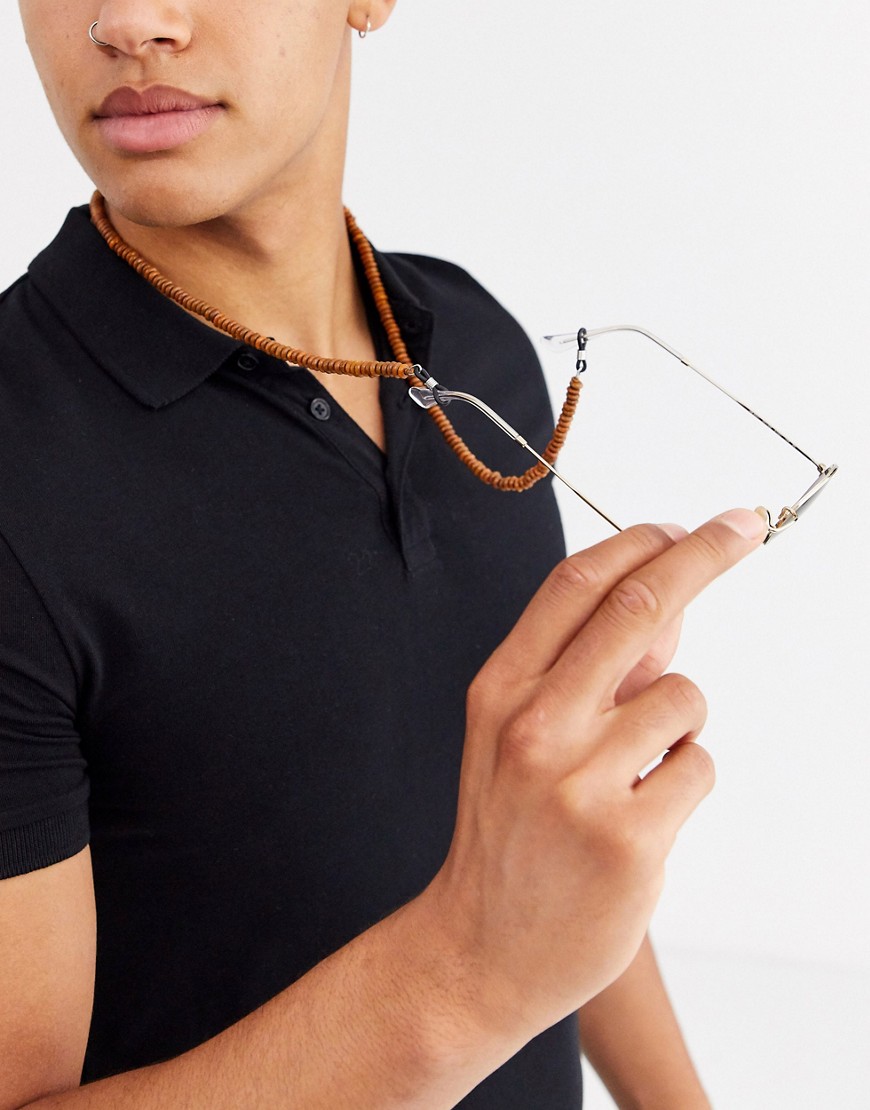 фото Коричневая цепочка для солнцезащитных очков с бусинами asos design-коричневый