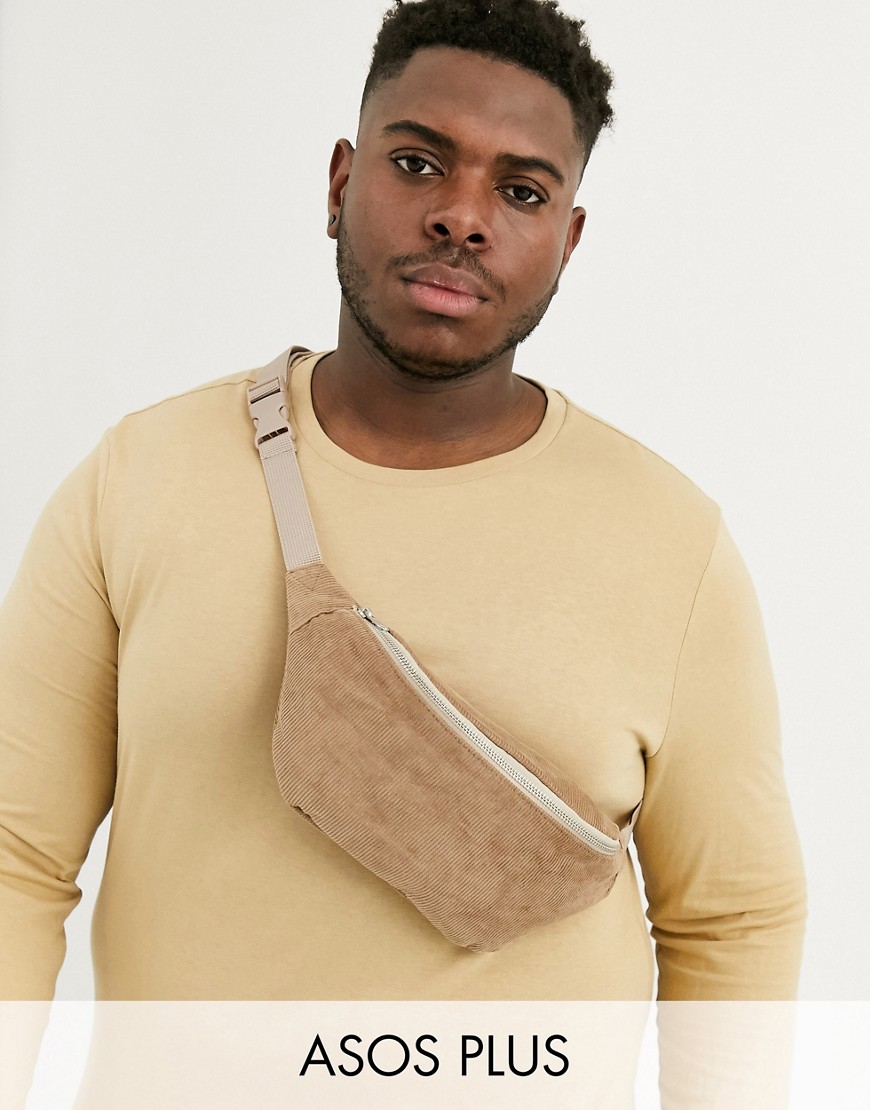 фото Коричневая вельветовая сумка-кошелек через плечо asos design plus-коричневый