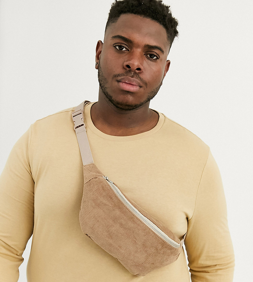 фото Коричневая вельветовая сумка-кошелек через плечо asos design plus-коричневый