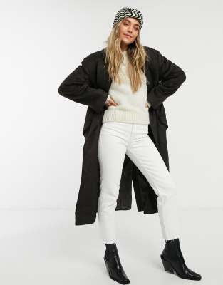 Куртки и пальто Коричневое пальто макси в мужском стиле с начесом ASOS DESIGN-Коричневый цвет