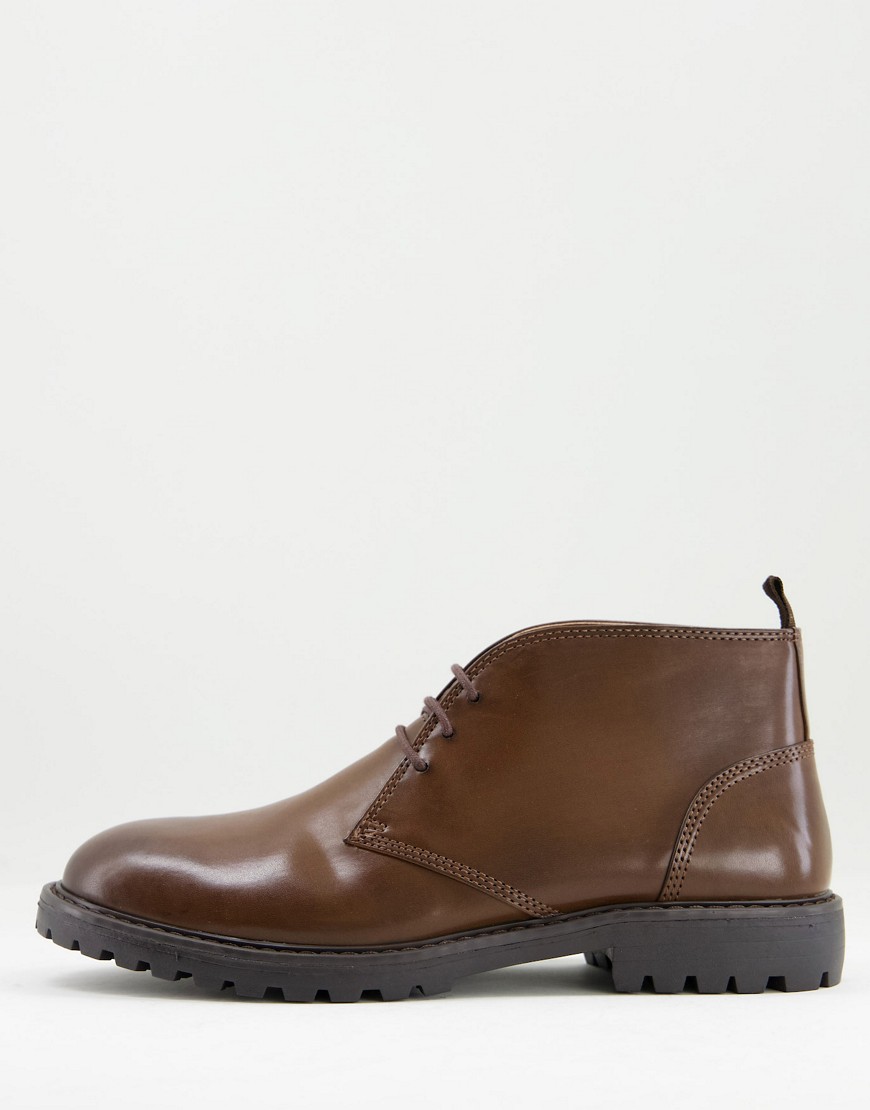 фото Коричневые ботинки чукка в строгом стиле topman ayden-коричневый цвет