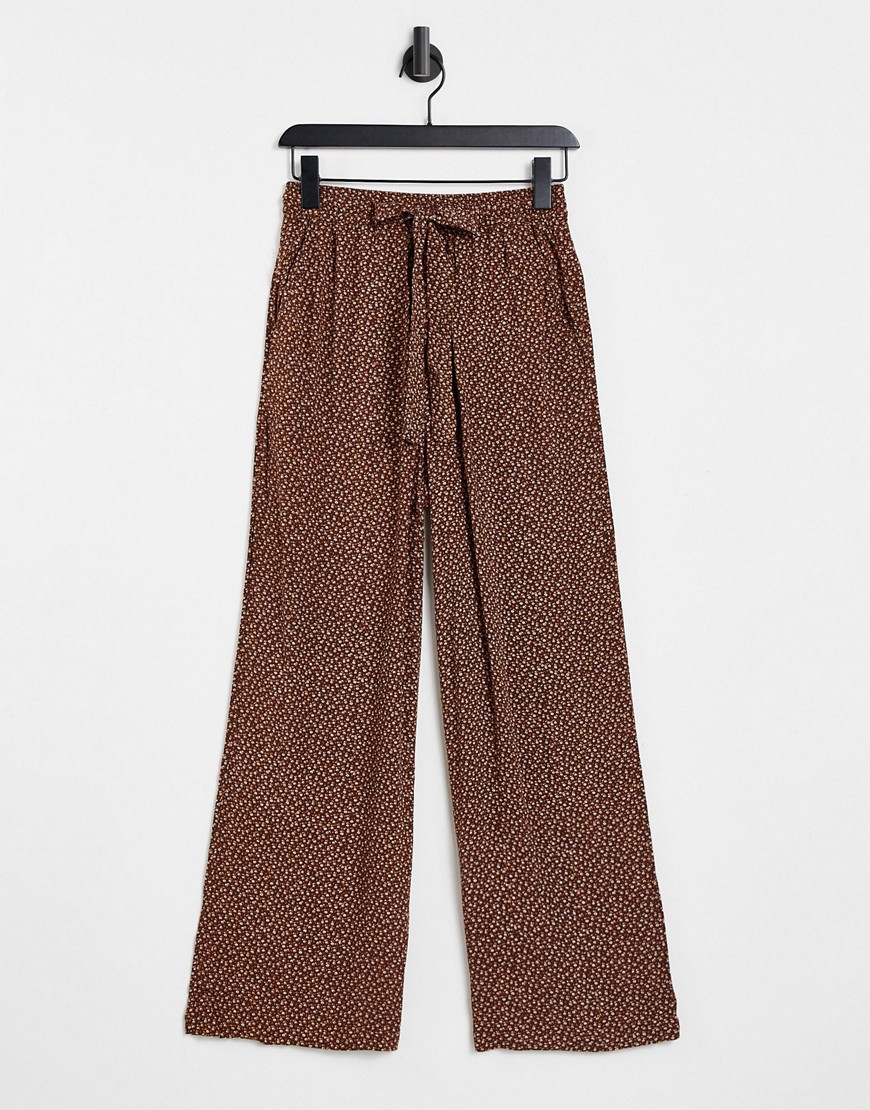 Коричневые брюки с широкими штанинами и цветочным принтом от комплекта -Коричневый цвет & Other Stories 105320162