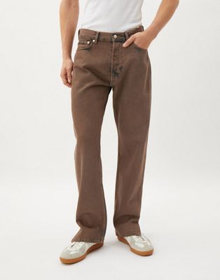 фото Коричневые джинсы с разрезами weekday space-коричневый цвет