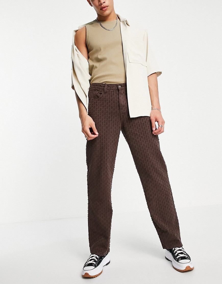 фото Коричневые фактурные джинсы свободного кроя jaded london-коричневый цвет