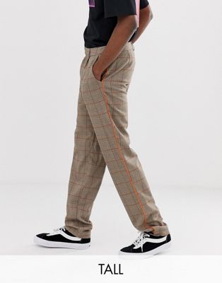 фото Коричневые клетчатые брюки с флуоресцентной окантовкой collusion tall-коричневый