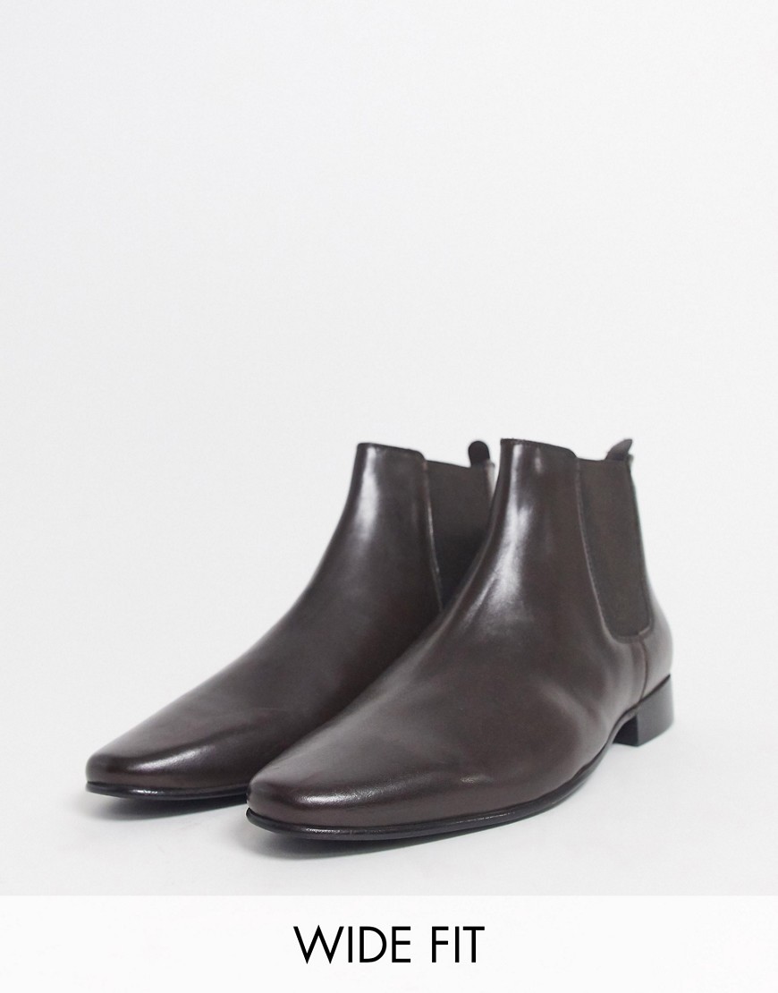 фото Коричневые кожаные ботинки челси для широкой стопы kurt geiger-коричневый kg kurt geiger