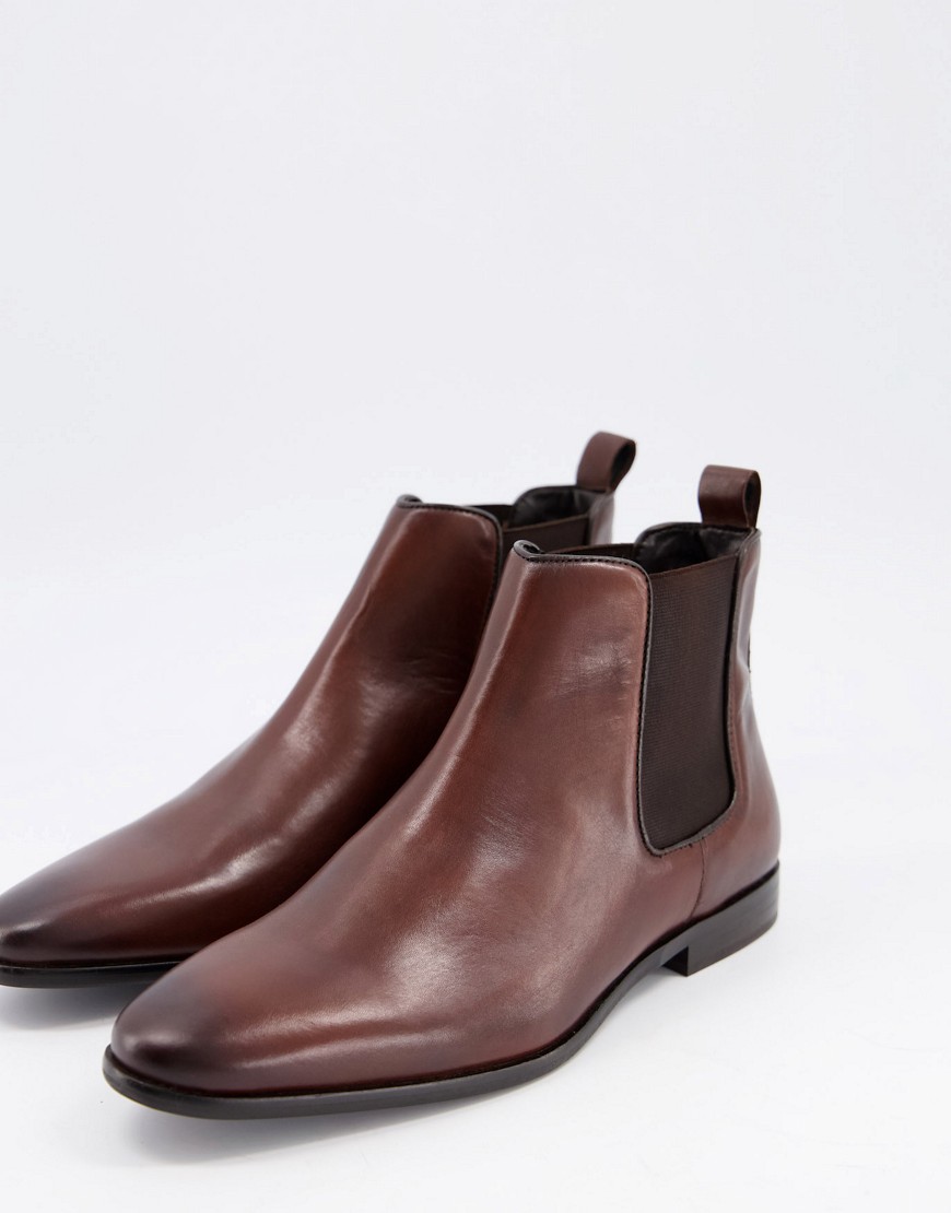 фото Коричневые кожаные ботинки челси walk london-коричневый цвет