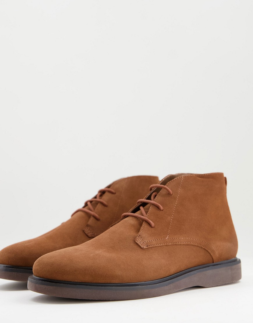 фото Коричневые кожаные ботинки чукка topman hudson cillian-коричневый цвет