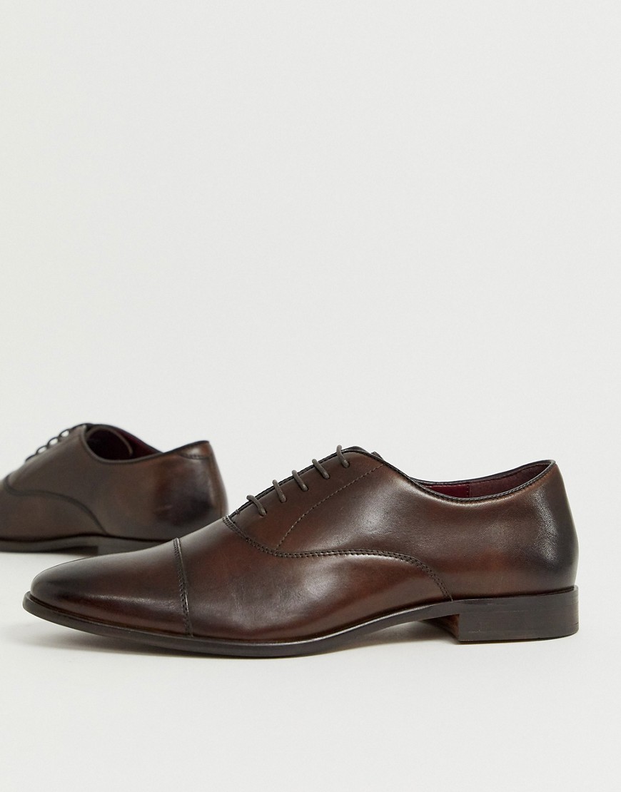 Коричневые кожаные оксфордские туфли с отделкой на носке Walk London-Коричневый