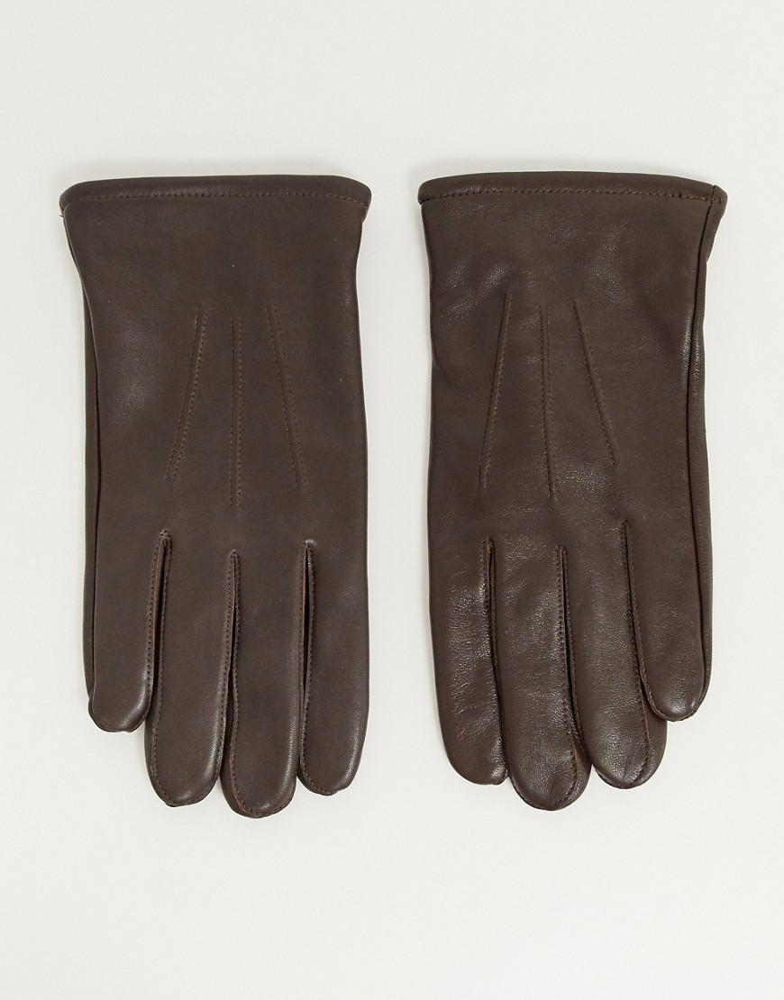 фото Коричневые кожаные перчатки asos design-коричневый