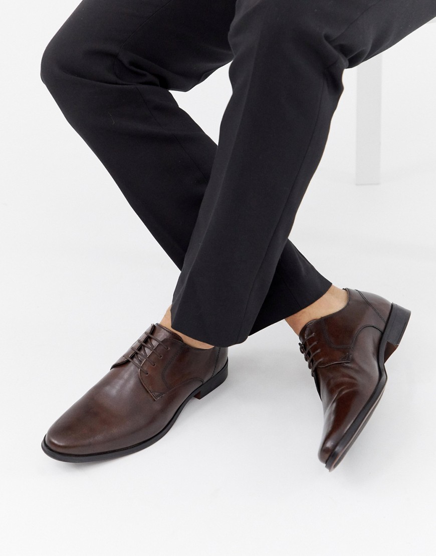 фото Коричневые кожаные туфли дерби asos design-коричневый
