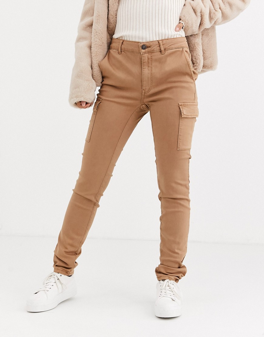 фото Коричневые облегающие брюки карго pimkie-коричневый