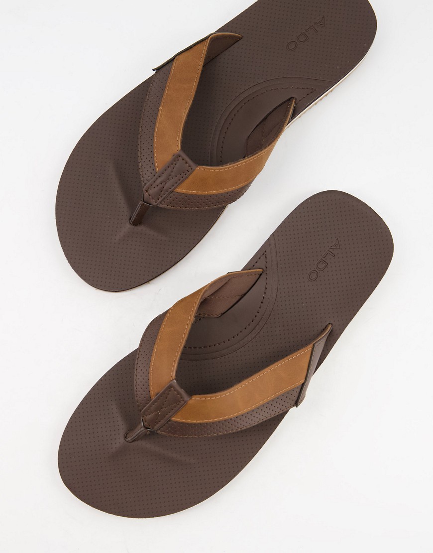 фото Коричневые сандалии с стиле casual с ремешками aldo mynytho-коричневый цвет