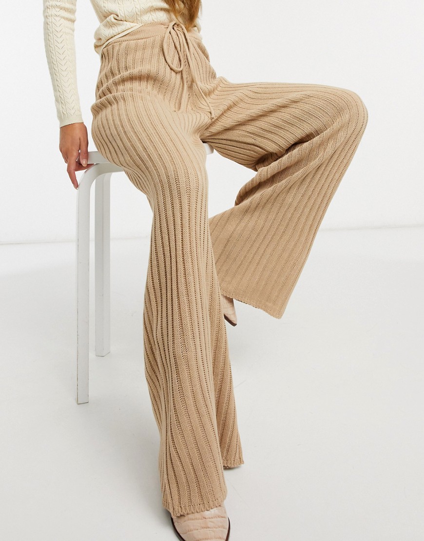 фото Коричневые широкие брюки в рубчик от комплекта in the style x lorna luxe-коричневый