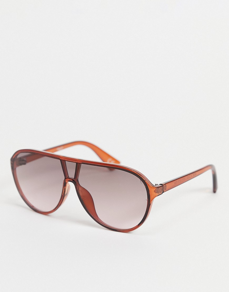фото Коричневые солнцезащитные очки с плоским верхом asos design-коричневый цвет