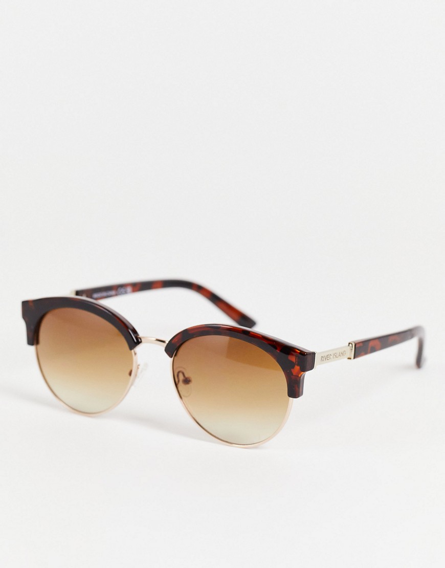 фото Коричневые солнцезащитные очки в круглой оправе river island-коричневый цвет