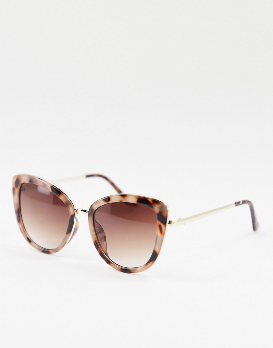 фото Коричневые солнцезащитные очки в крупной оправе «кошачий глаз» с металлическими дужками aldo puthiel-коричневый цвет