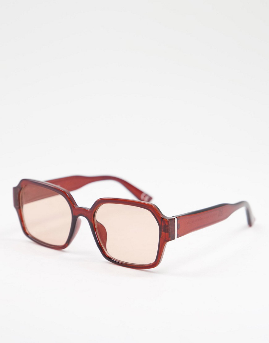фото Коричневые солнцезащитные очки в квадратной оправе со стеклами в тон asos design-коричневый цвет