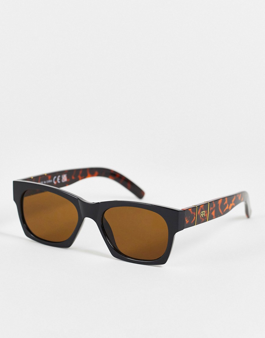 фото Коричневые солнцезащитные очки в стиле ретро с черепаховым дизайном river island-черный