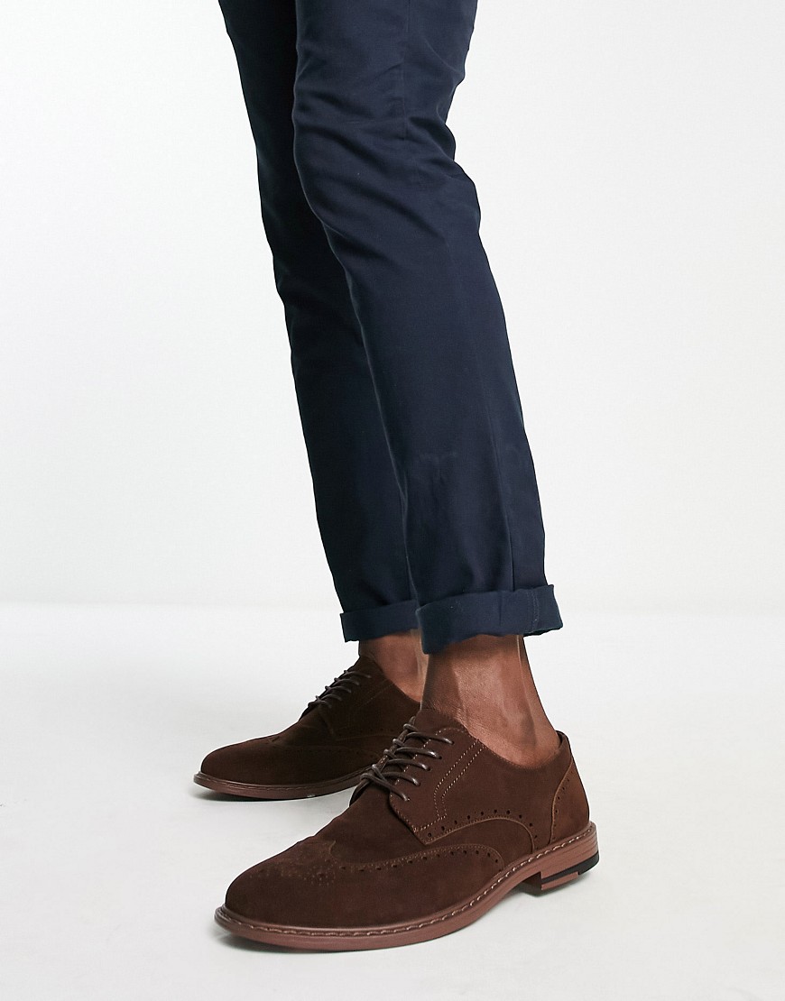 фото Коричневые туфли-броги из искусственной замши asos design-коричневый цвет