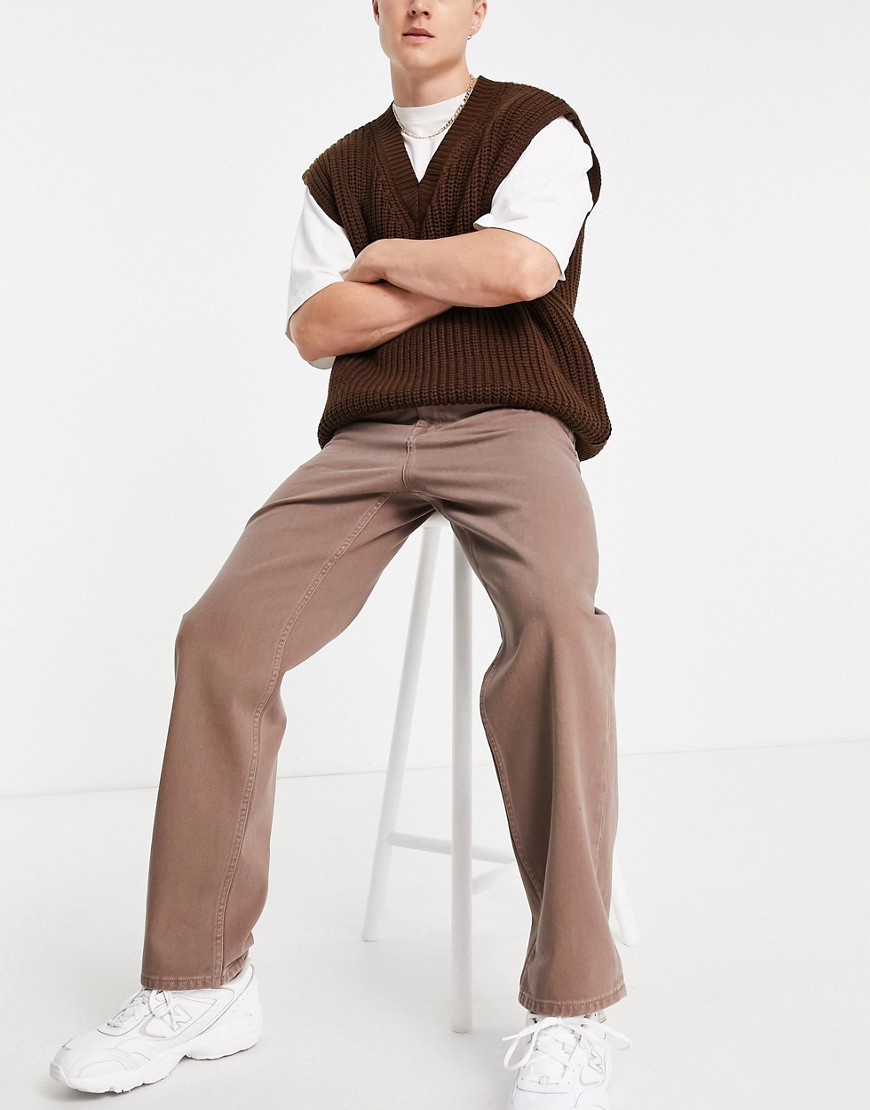 фото Коричневые выбеленные джинсы свободного кроя asos design-коричневый цвет