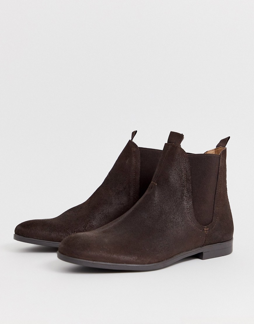 фото Коричневые замшевые ботинки челси h by hudson aherston-коричневый