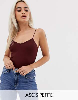 фото Коричневый боди на тонких бретельках asos design petite asos petite